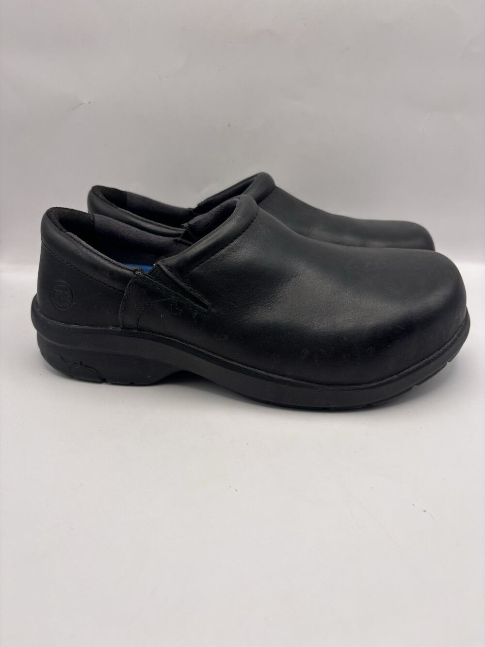 Timberland Pro Newbury ESD Black Leather Slip On Shoes Women Size 8.5 Wide